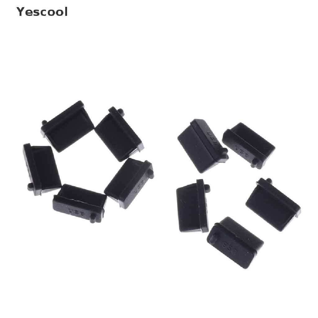 Yescool 10pcs Cover Plug USB Tipe A Female Anti Debu Bahan Karet Warna Hitam