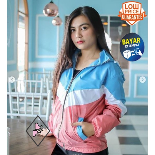 BPS Pedro 3Tone Sweater Hoodie Wanita Original Comby- Jaket Parasut Wanita Bahan Despo Halus