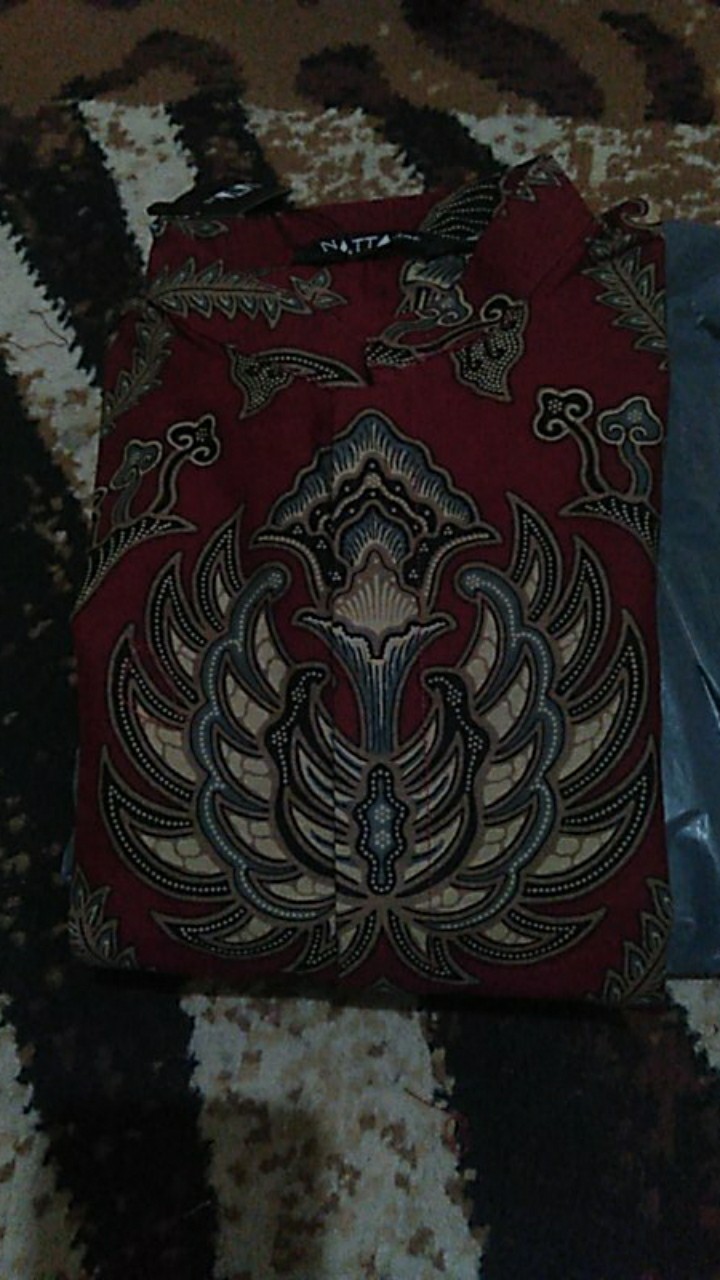 Couple Kemeja Batik Anak Lengan Panjang Baturaden Maroon By Nattaline