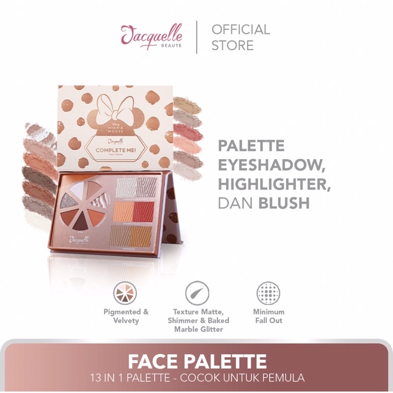 Jacquelle Complete Me Face Palette -  Disney Minnie Mouse Edition [eyeshadow, highlighter, blush]