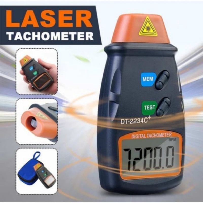 LCD Digital Laser Infrared Tachometer RPM Alat Ukur Kecepatan DT-2234C