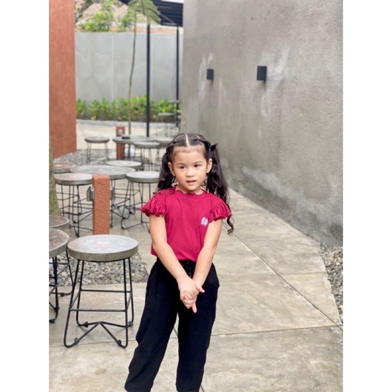 LITTLE CARACAL RUFFLE DAISY TOP ATASAN BAJU ANAK PAKAIAN BAJU ANAK FASHION ANAK PEREMPUAN