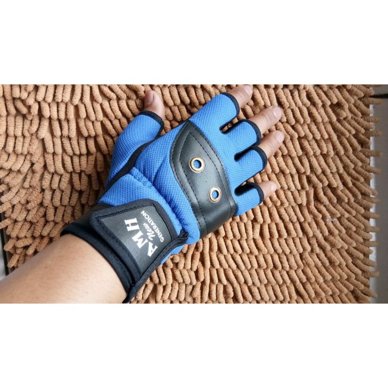 Sarung tangan velcro original AMH half dan full finger gowes motor fitness gym