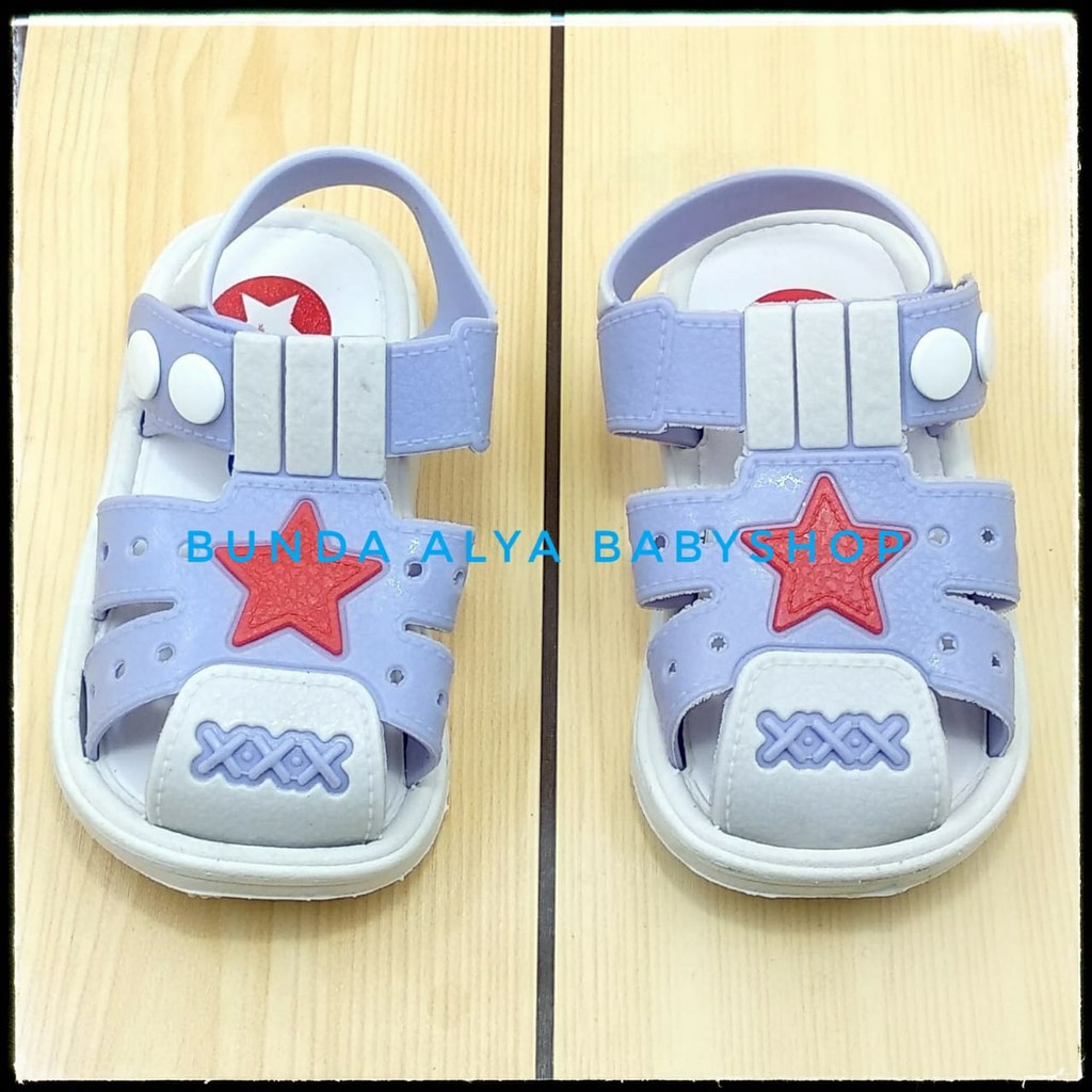 Sendal Anak Laki Laki IMPORT Usia 6 Bulan 1 2 Tahun BIRUMUDA - Sepatu Sandal Anak Cowok Bintang Lentur Alas Karet Anti Licin