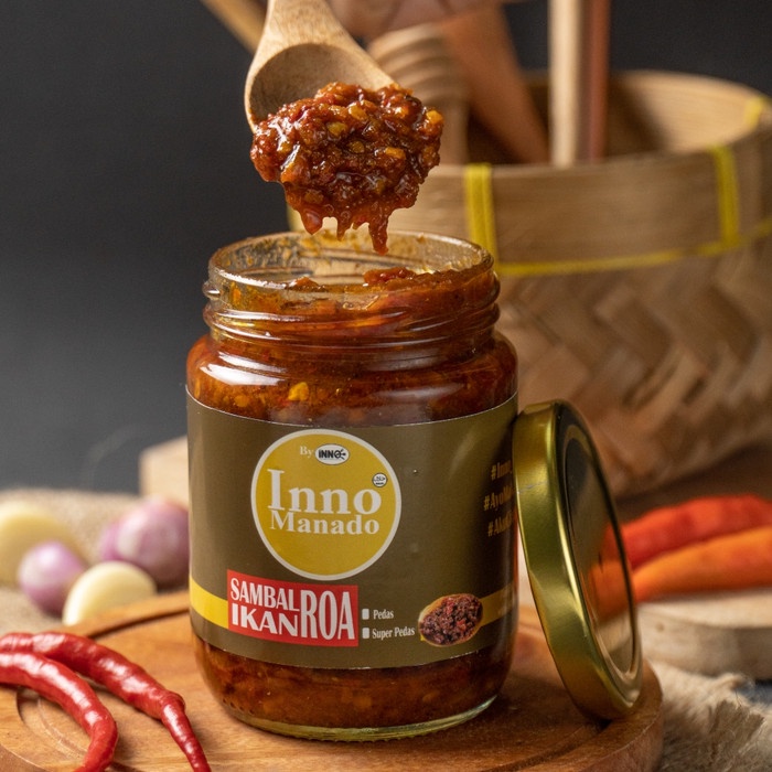 

Sambal-Aneka- Sambal Ikan Roa Pedas - Inno Manado - Kemasan Mini Jar -Aneka-Sambal.