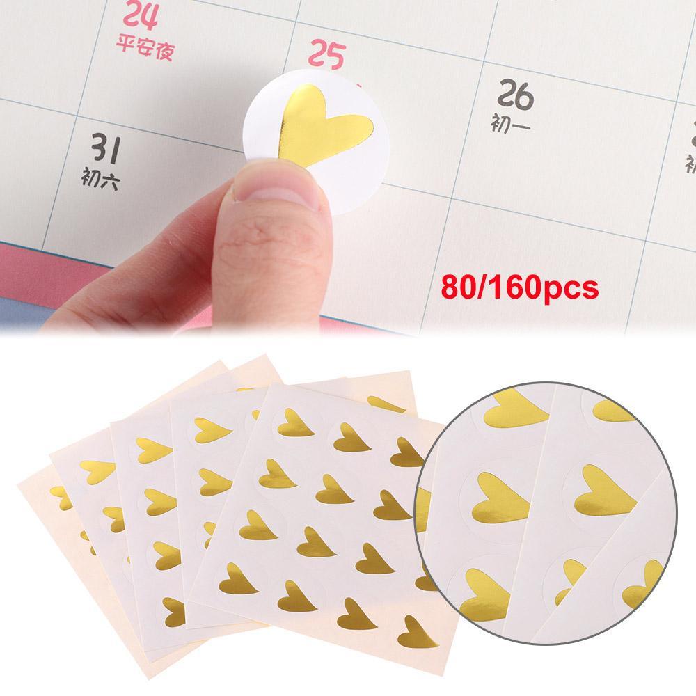 Preva 80/160pcs Handmade Stiker Suvenir Pernikahan Bronzing Baking Perhiasan Penyegelan Craft Cinta Hati
