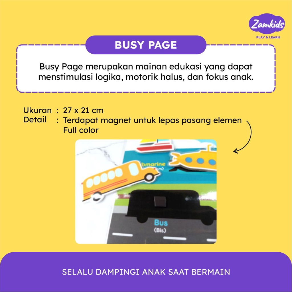 Permainan Edukasi Busy Page Magnet Transportasi Mainan Edukatif Anak Bayi Dan Balita By Zamkids