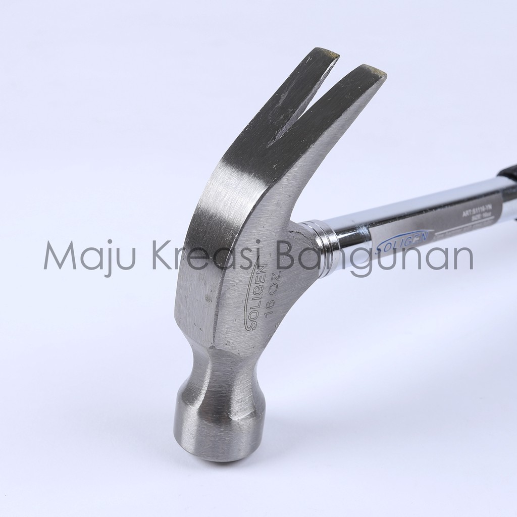 Palu Kambing SOLIGEN 16Oz Gagang Besi Handle Karet Martil Paku Claw Hammer 16 Oz