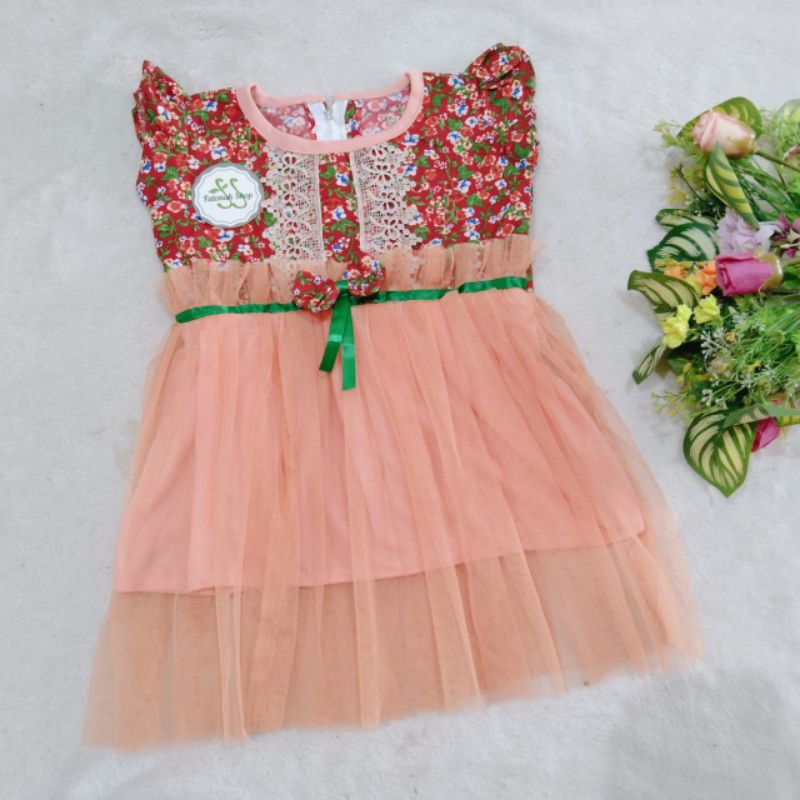 Dress Anak 1 2 Tahun cewek perempuan Dress Bunga Lili