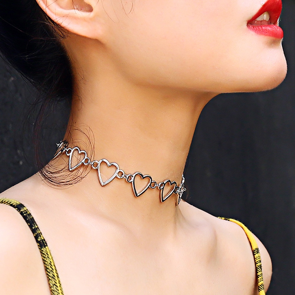 Hu Hu Hu Hu Hu Alat Bantu Pasang Kacamata♡ Kalung Choker Bahan Alloy Bentuk Hati Untuk Wanita