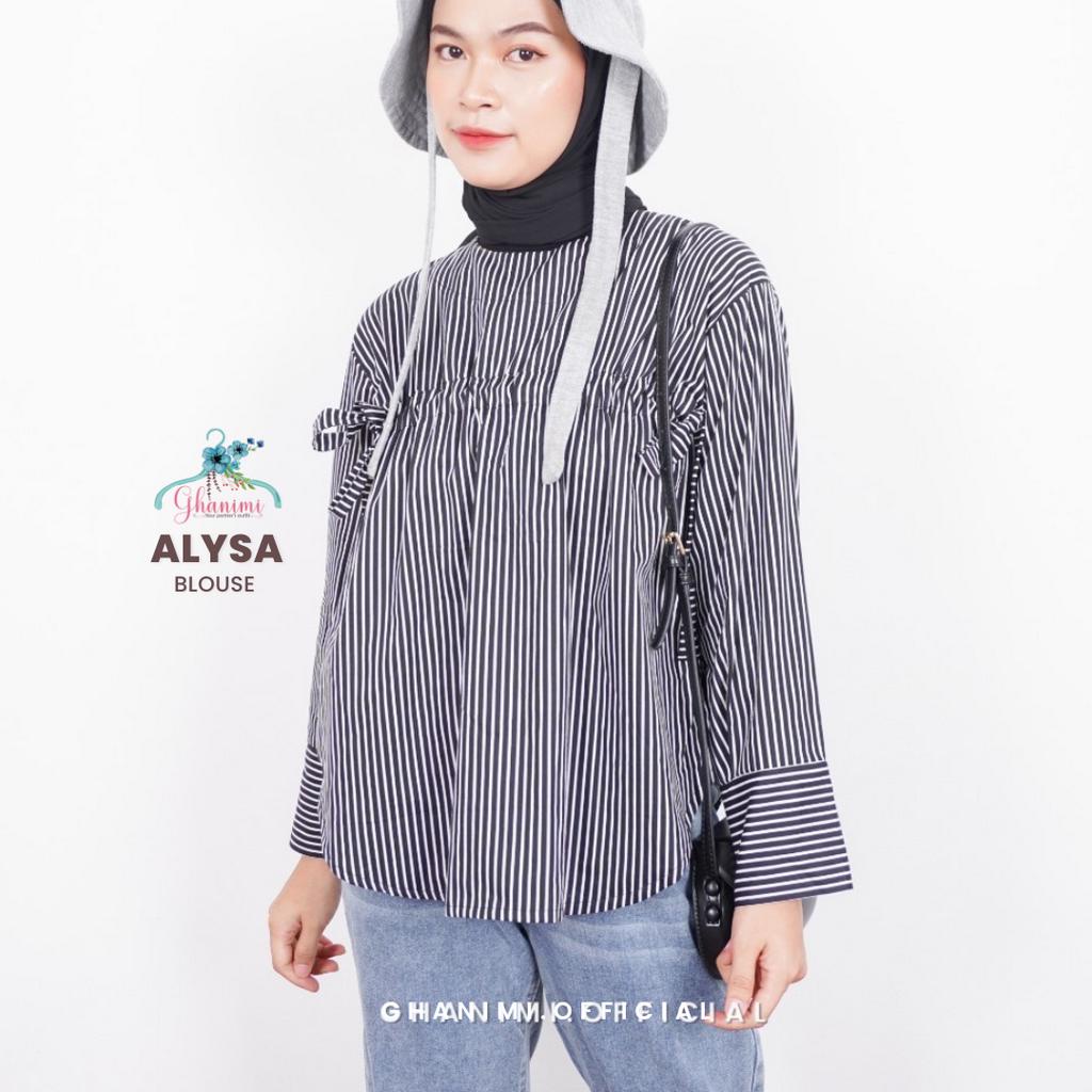 Ghanimi - Alysa Blouse / Blus Motif Stripe / Atasan Kerja / Atasan Santai / Atasan Casual / Stripe Top / Atasan Timeless / Atasan Salur / Atasan Garis Garis