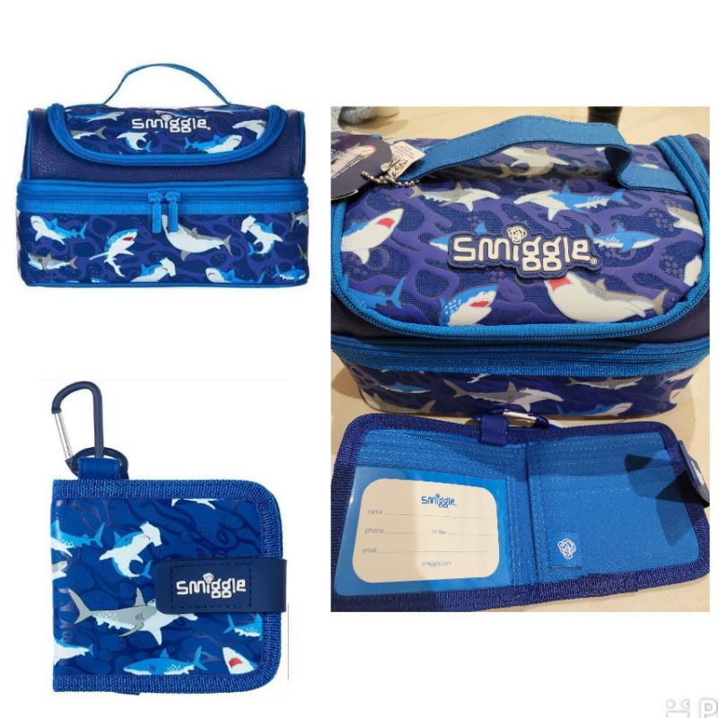 SMIGGLE SET LUNCH BAG DOUBLE DECKER DAN WALLET FLOW ORI STORE