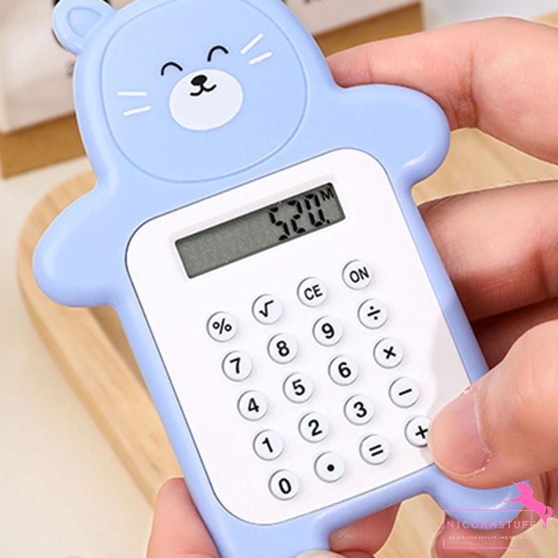 Kalkulator Mini Portable Sekolah Bear Estetik Kecil Anak Beruang Calculator Slim Student