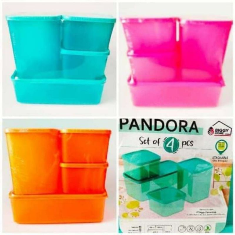 Toples Plastik Pandora Toples Kue Toples Set 4 pcs Toples Warna Wadah Makanan Toples Biggy Set Murah