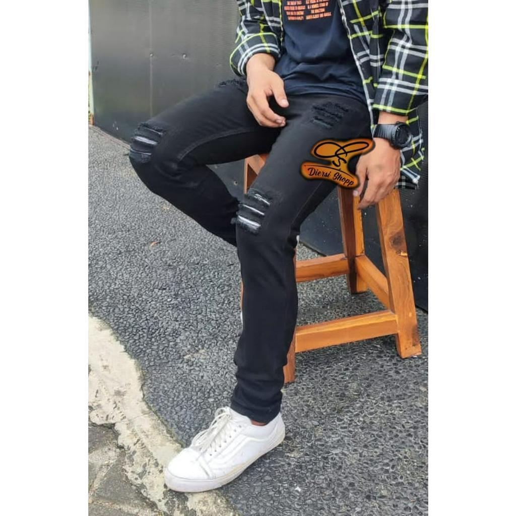 Celana Sobek Pakai Lapisan / Celana Jeans Sobek Ripped / Celana Panjang pria Skinny Premium Ripped