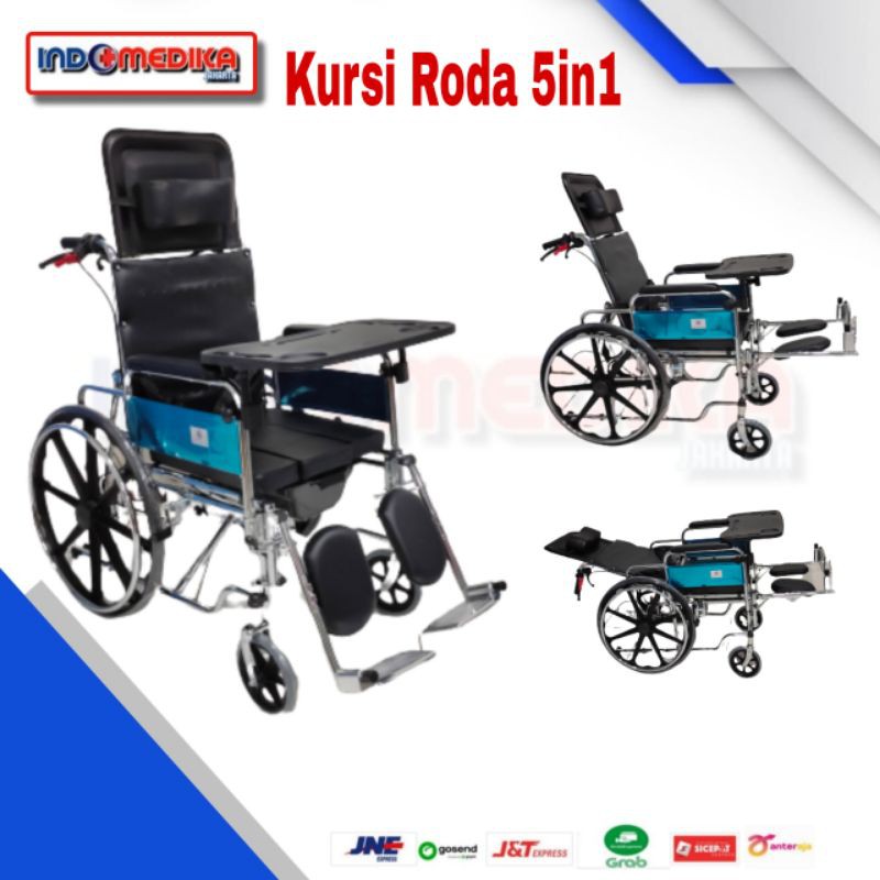 [EXP] Kursi Roda 5 in 1 - kursi roda Multifungsi - Kursi roda BAB + Slonjoran+meja makan