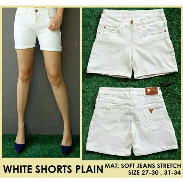 CELANA JEANS WANITA WHITE SHORT PLAIN