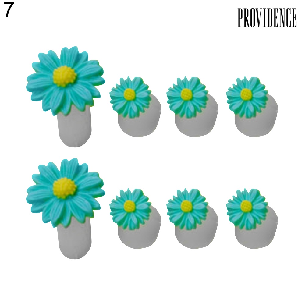 Providence 8pcs Pemisah Jari Kaki Bentuk Bunga / Hati / Bulat Bahan Silikon Untuk Nail Art