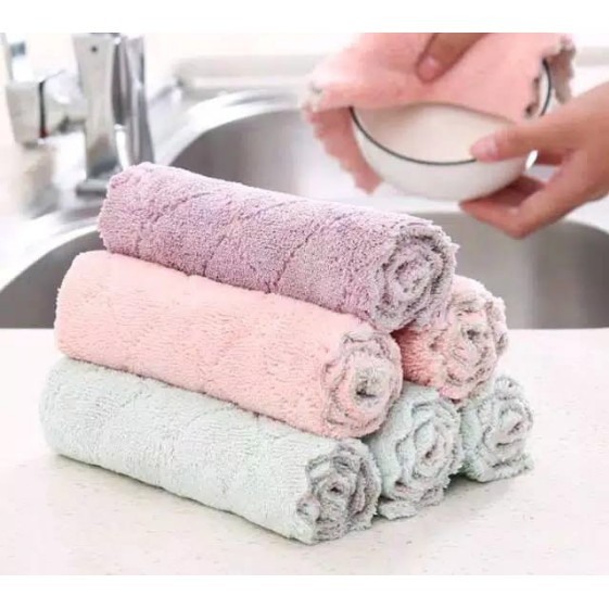 BRGUNIK Kain Lap Piring Anti Minyak Microfiber Bersih Dapur Piring Meja Penyerap Serap Air R302