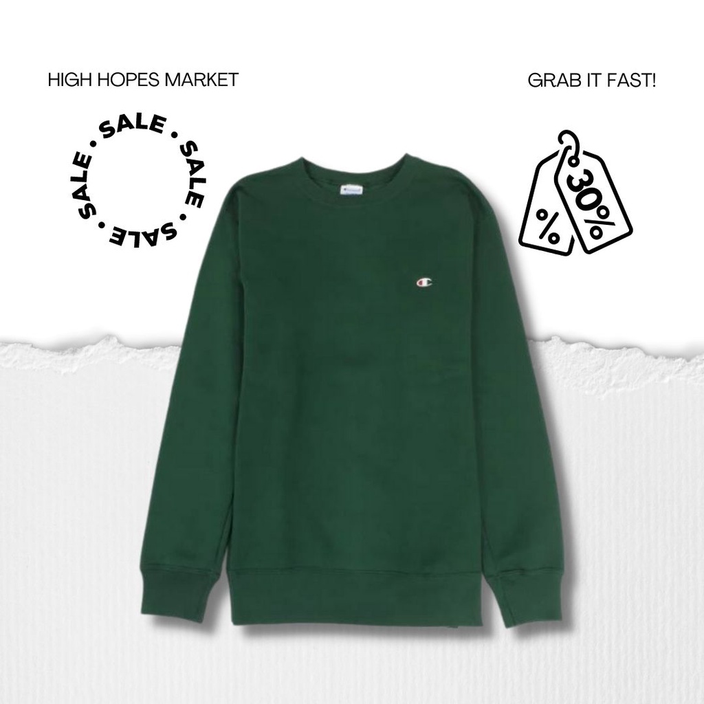 CREWNECK / CN CHAMPION LOGO BASIC JAPAN MARKET GREEN ARMY ORIGINAL (COD)
