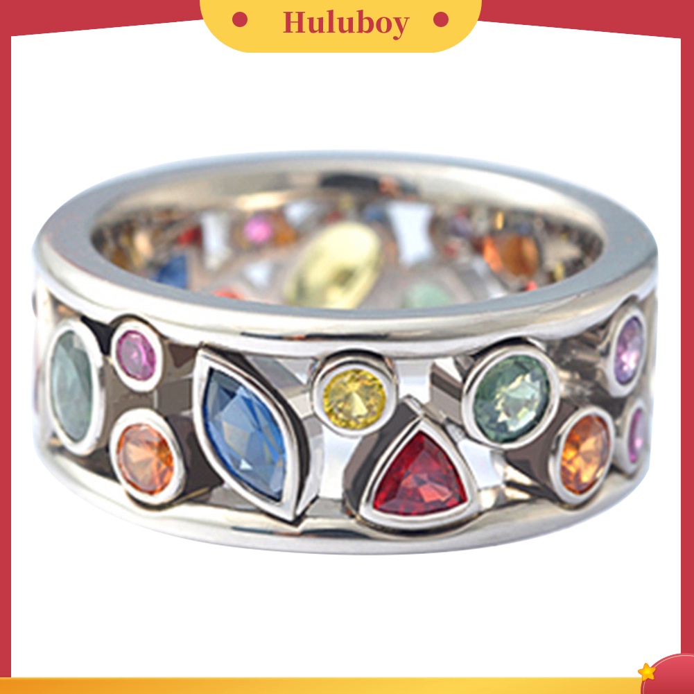 Hu Hu Hu Hu Hu Alat Bantu Pasang Kacamata♡ Cincin Wanita Desain Geometri Hollow Hias Berlian Imitasi Untuk Pestahadiah