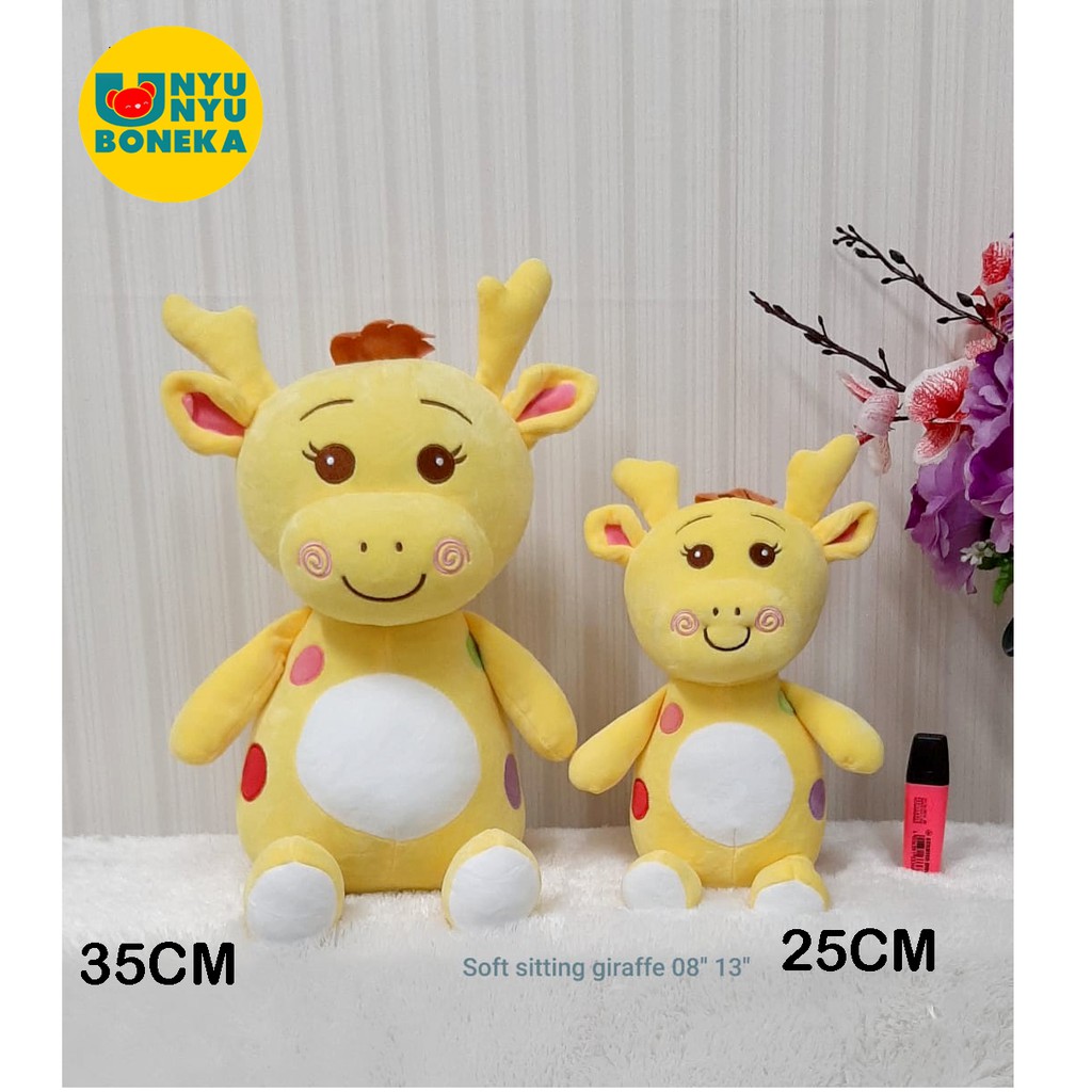 Boneka Jerapah Soft Sitting Girrafe Yellow Cute Impor Kado Ultah