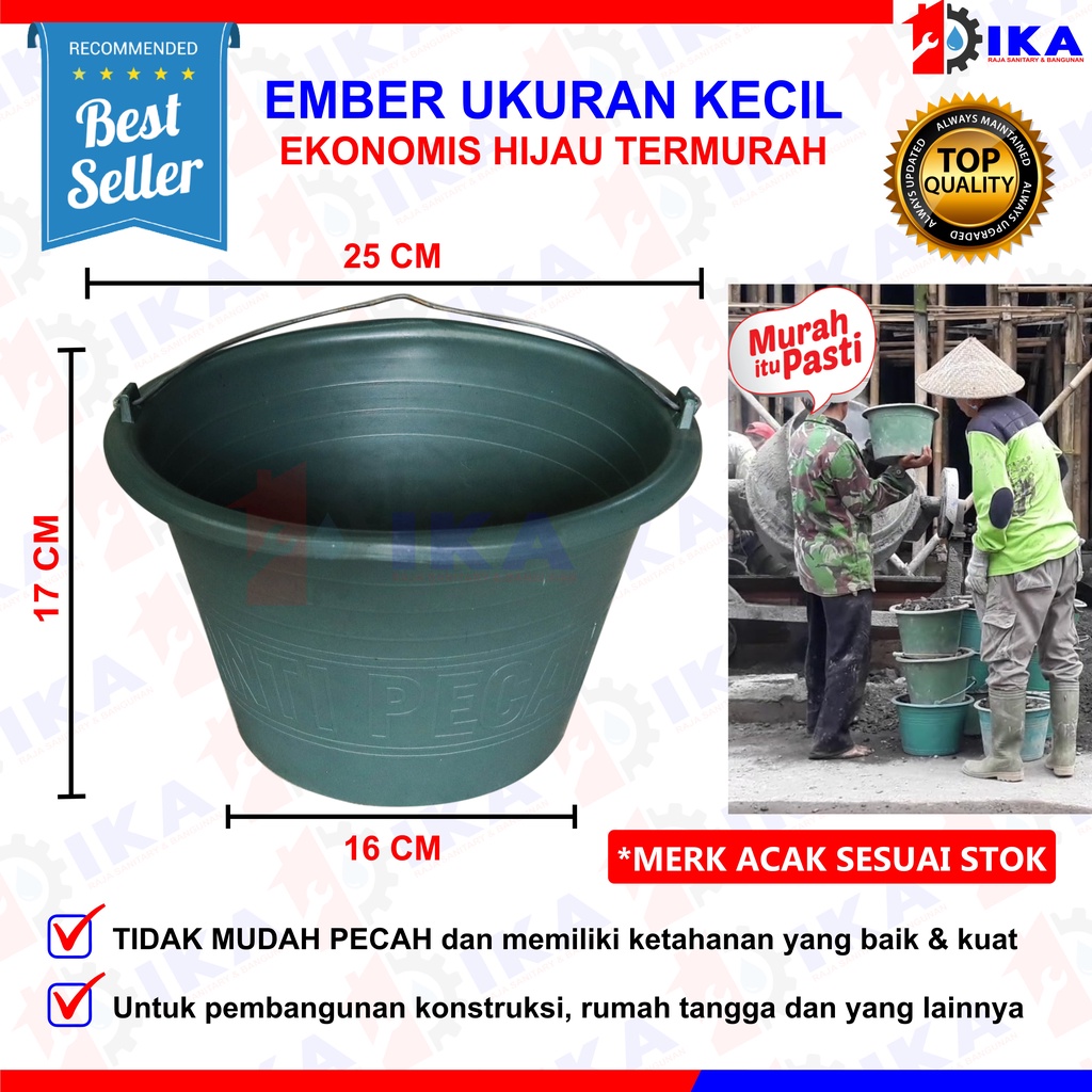 Ember Plastik Hijau | Ember Cor Anti Pecah | Ember Bangunan KECIL - HARGA PABRIK DIJAMIN PALING MURAH