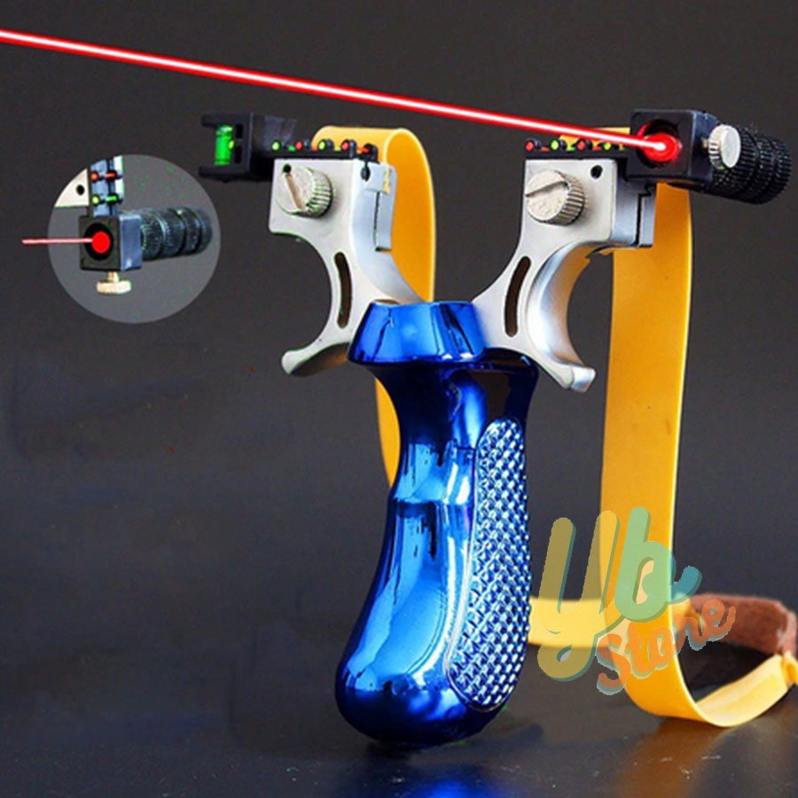 Catapult Ketapel Slingshot Wiht Laser Sight &amp; Rubber Band Catapult