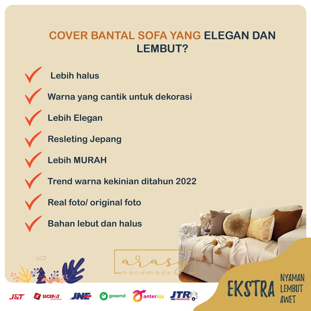 ARASY-Sarung Bantal Sofa SUEDE 40 x 40  LEMBUT