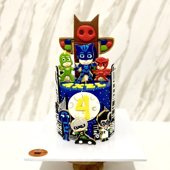 

kue ulang tahun butter cookies icing fondant pj mask cake