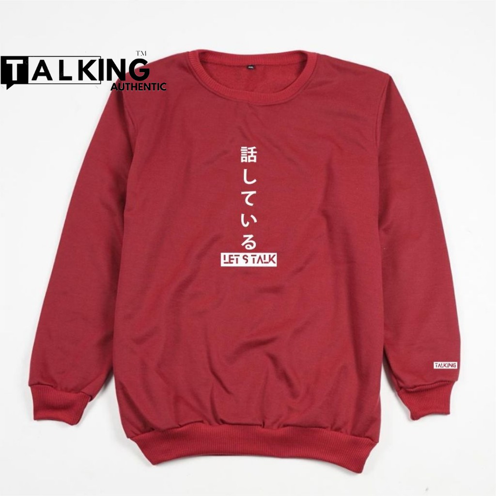 Sweater Crewneck Pria Distro Original MaroonSwiter Oblong Cowok Brand TALKING Bandung Ori Cowo Japan