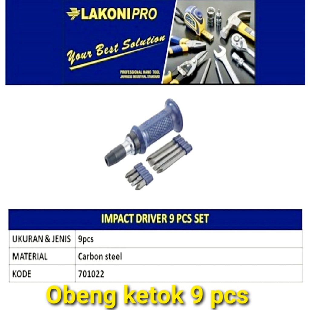 Obeng Ketok Set 701022 LAKONI PRO / Impact Driver 9 Pcs