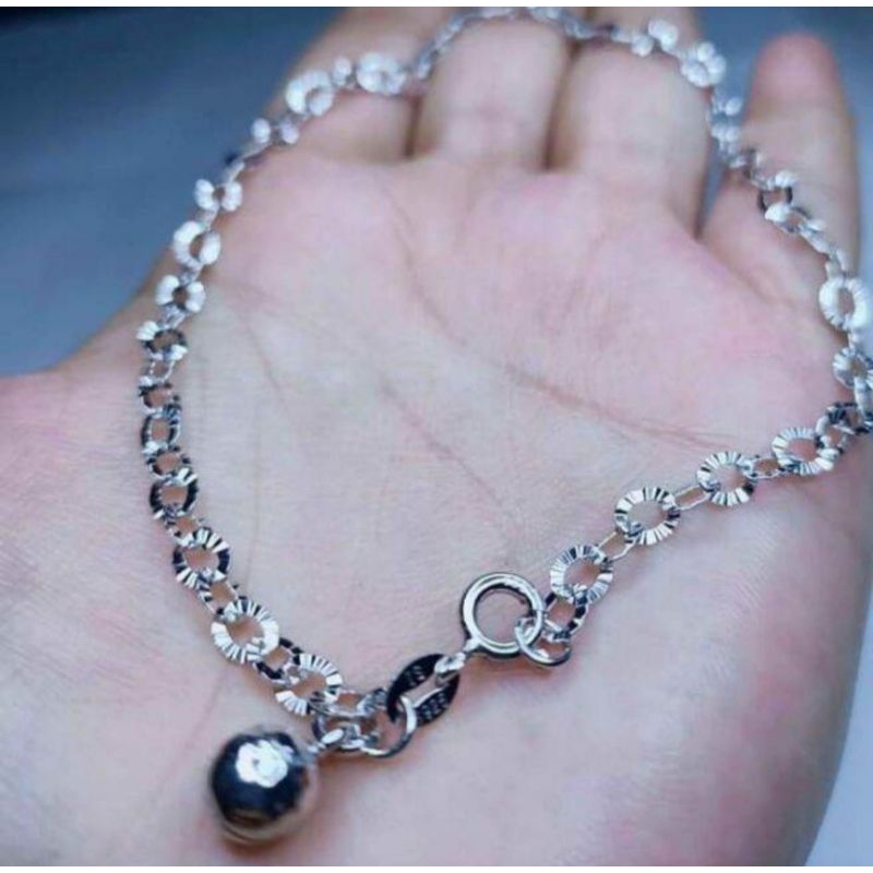 gelang kaki rantai silver titanium anti karat