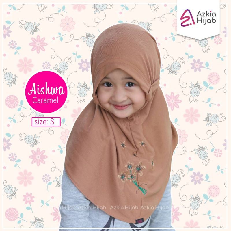 Aishwa || size SS (size 1) jilbab anak / bayi || usia 0 bulan - 6 bulan new azkia hijab-Caramel