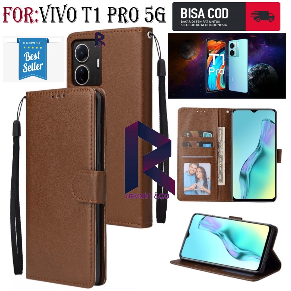 FLIP COVER VIVO T1 PRO 5G CASING DOMPET FLIP WALLET LEATHER KULIT PREMIUM SARUNG BUKA TUTUP FLIP CASE VIVO T1 PRO 5G