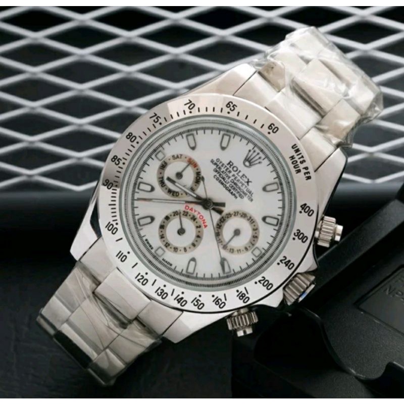 Jam Tangan Rolex Daytona Otomatis Crono aktif Warna Silver Putih - Jam Tangan Pria Rolex Daytona