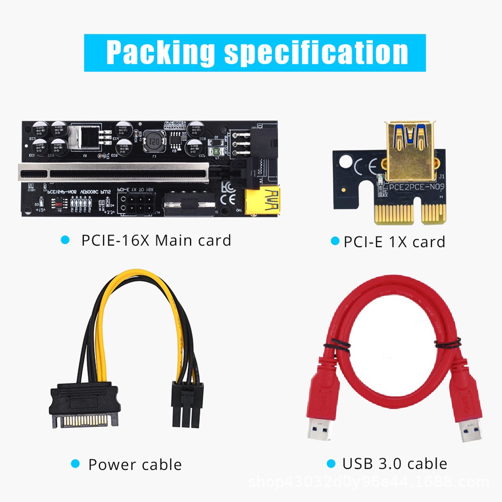 2021 Adapter Riser Card Pci-E Ver009C Plus 1x Ke 16x Pci-E Usb 3.0 Gpu Untuk Komputer