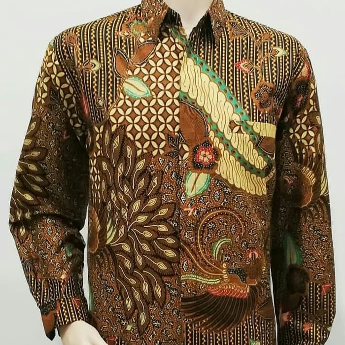 Baju Kemeja Hem Atasan Batik Pria Lengan Panjang XXL Jumbo WYG BRS