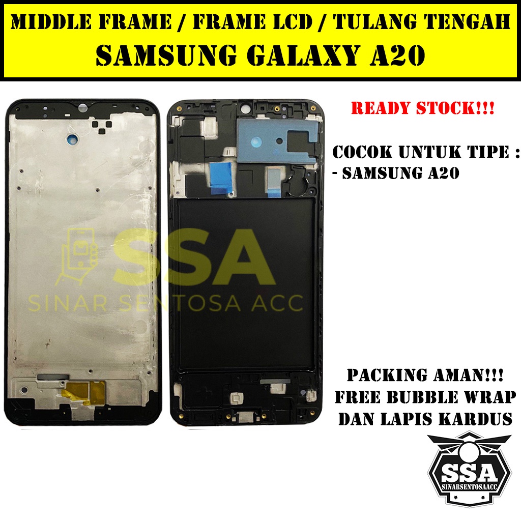 Tulang Tengah Middle Frame LCD Samsung Galaxy A20 Original 100% Tulang Casing Bezel Bezzel Bazel Handphone HP Ori Original Awet Murah A20