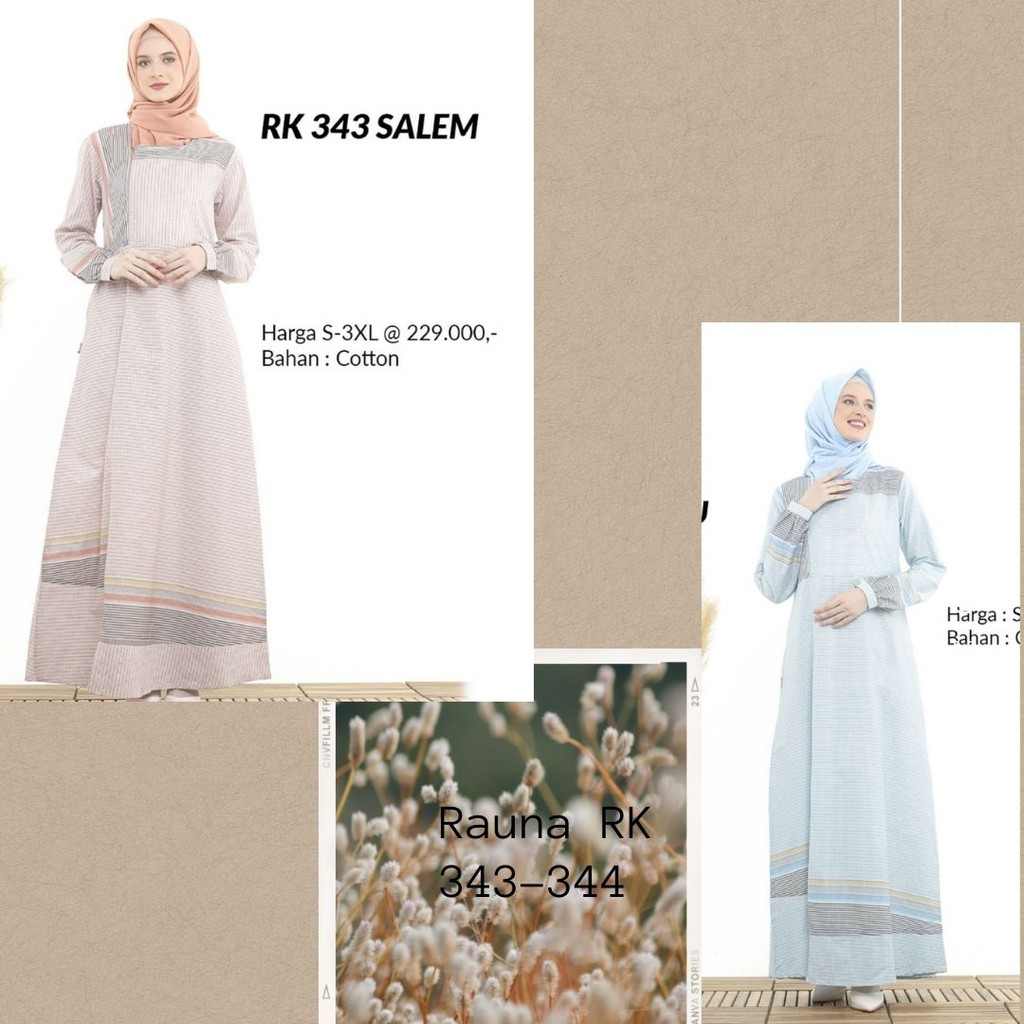 Rauna RK 343-344 Baju Gamis Wanita Dewasa Busui Friendly Bahan Katun Warna Salem Dan Biru/Dress Simp