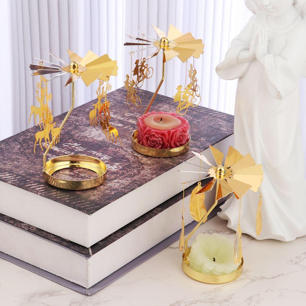 Populer Rotating Candle Stand Xmas Wedding Dekorasi Rumah Perlengkapan Natal Tempat Lilin