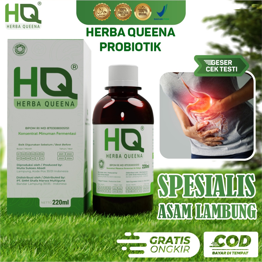 Obat Herbal Asam Lambung Original Ampuh Resmi BPOM HQ HERBA QUEENA PROBIOTIK