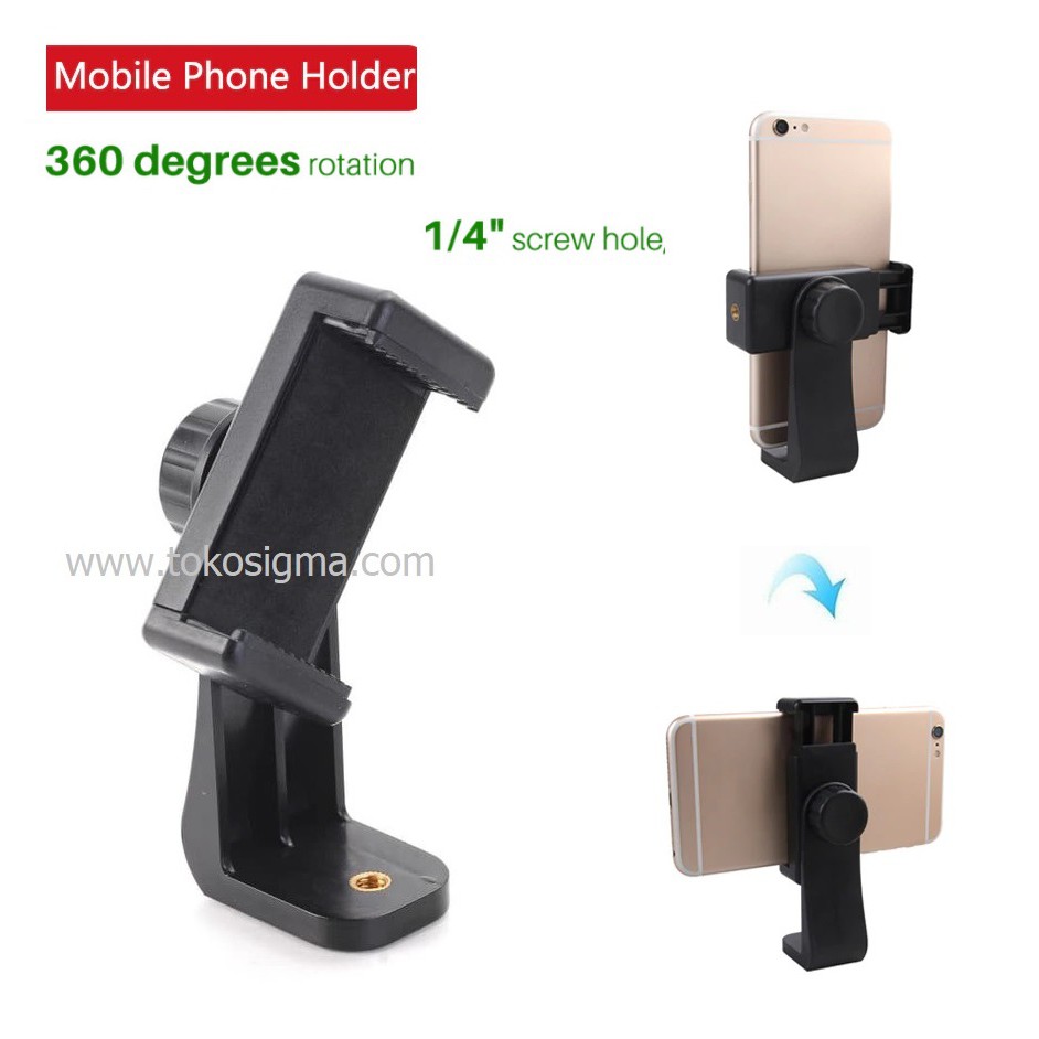 HOLDER U TRIPOD TONGSIS CLIP JEPIT KLIP HP SMARTPHONE ROTATE 360 PUTAR vertikal horizontal