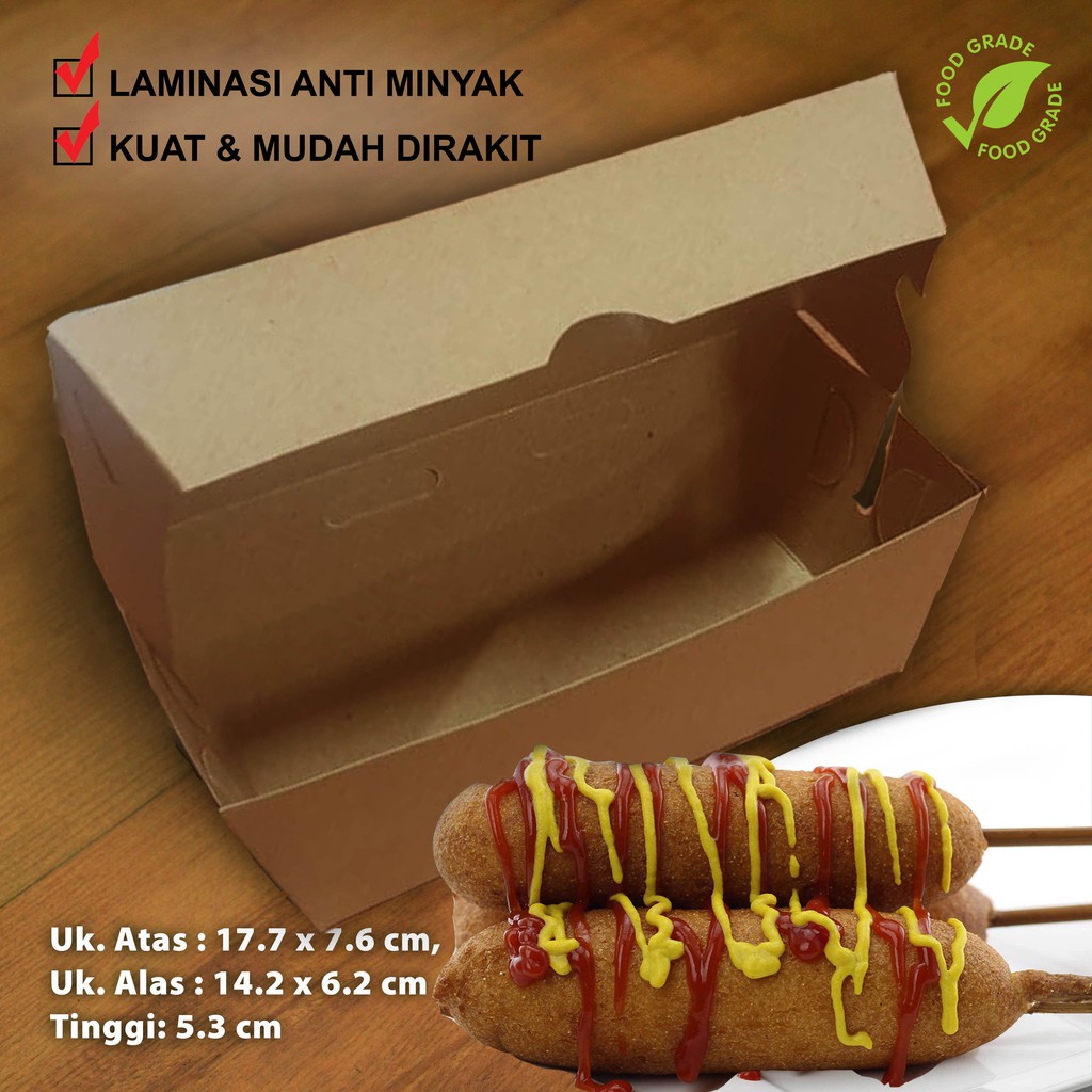 Kotak Dus Box CORN DOG CORNDOG KRAFT COKLAT (50 Pcs) Shopee