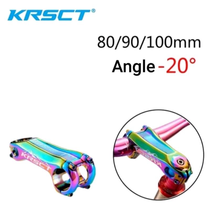 Stem KRSCT Rainbow Pelangi MTB 8 9 10 Cm Angle 20 Derajat Diameter 31.8 Oversize stem sepeda mtb roadbike road bike gravel aero