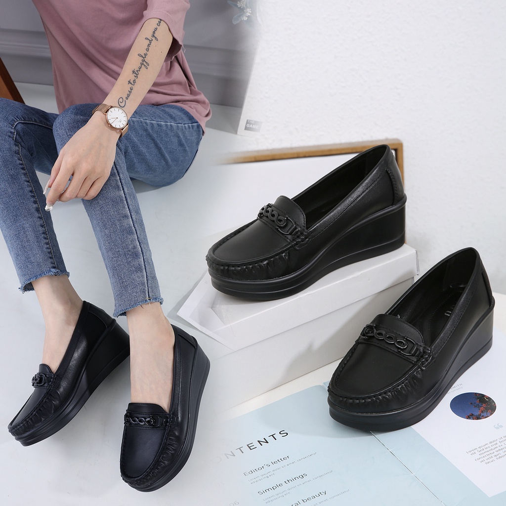 JISO RYONA LOLI-25 Sepatu Wedges Kerja Wanita 6cm Import Premium