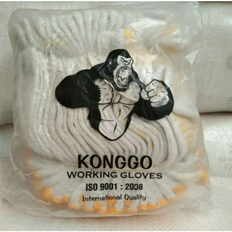 Sarung Tangan Tukang merk KONGGO / Glove Bintik Kuning / Glove Bintik Hitam