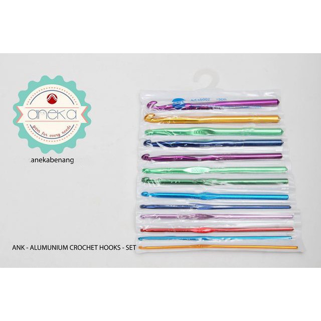 Hakpen (Jarum Rajut) ANK Alumunium / Multicolor Crochet Hooks 13 size - SET