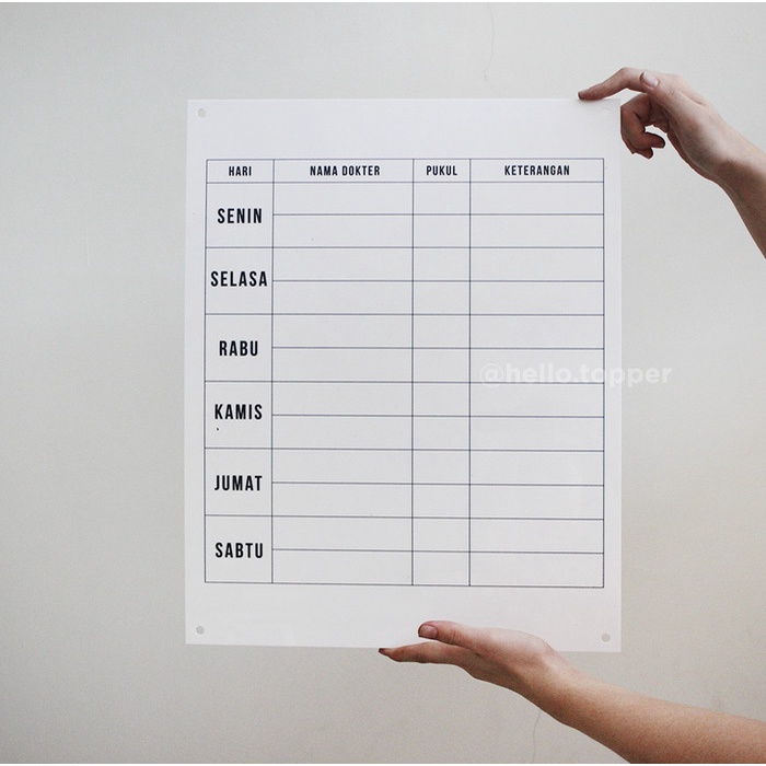 

Papan Jadwal Akrilik | Wall Planner Acrylic Dinding| Schedule Board Elegan