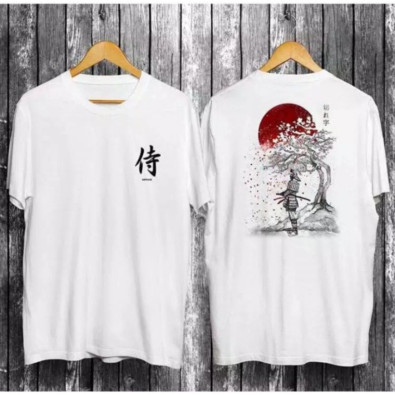 Kaos Distro Pria Samurai Jepang Hitam Putih True Damage